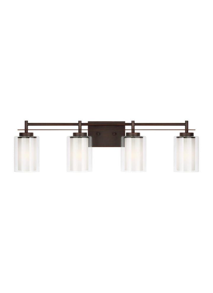 Elmwood Park traditional 4-light indoor dimmable bath vanity wall sconce in bronze finish with satin