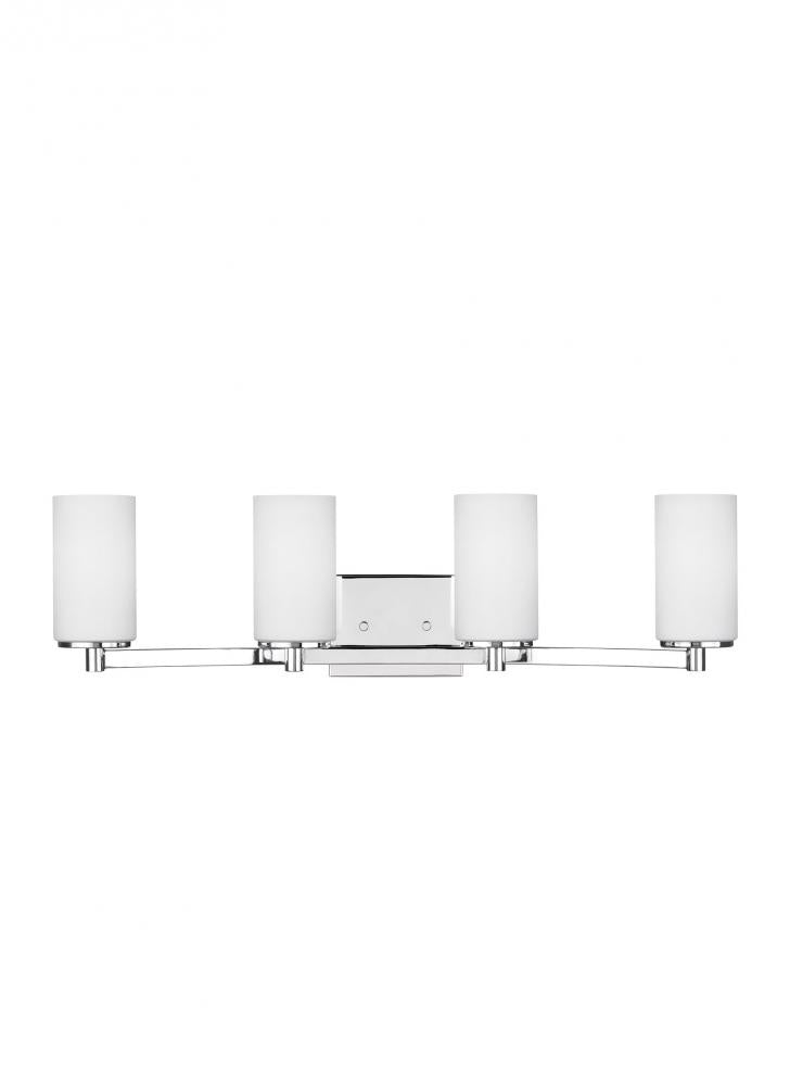 Hettinger transitional 4-light LED indoor dimmable bath vanity wall sconce in chrome silver finish w