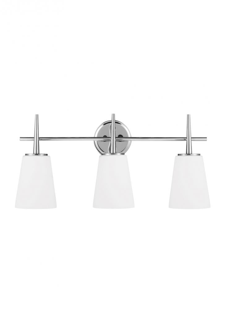 Driscoll contemporary 3-light LED indoor dimmable bath vanity wall sconce in chrome silver finish wi