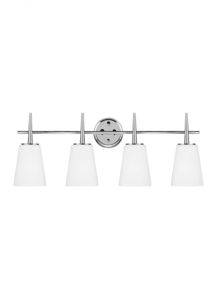 Driscoll contemporary 4-light indoor dimmable bath vanity wall sconce in chrome silver finish with c