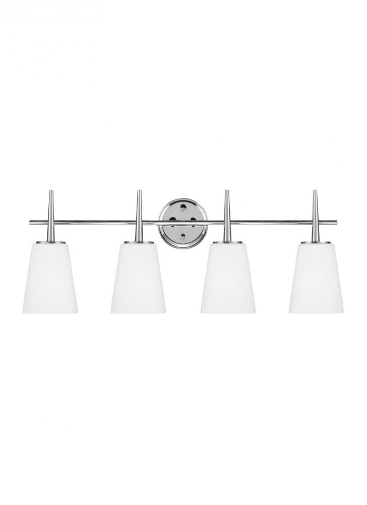 Driscoll contemporary 4-light LED indoor dimmable bath vanity wall sconce in chrome silver finish wi