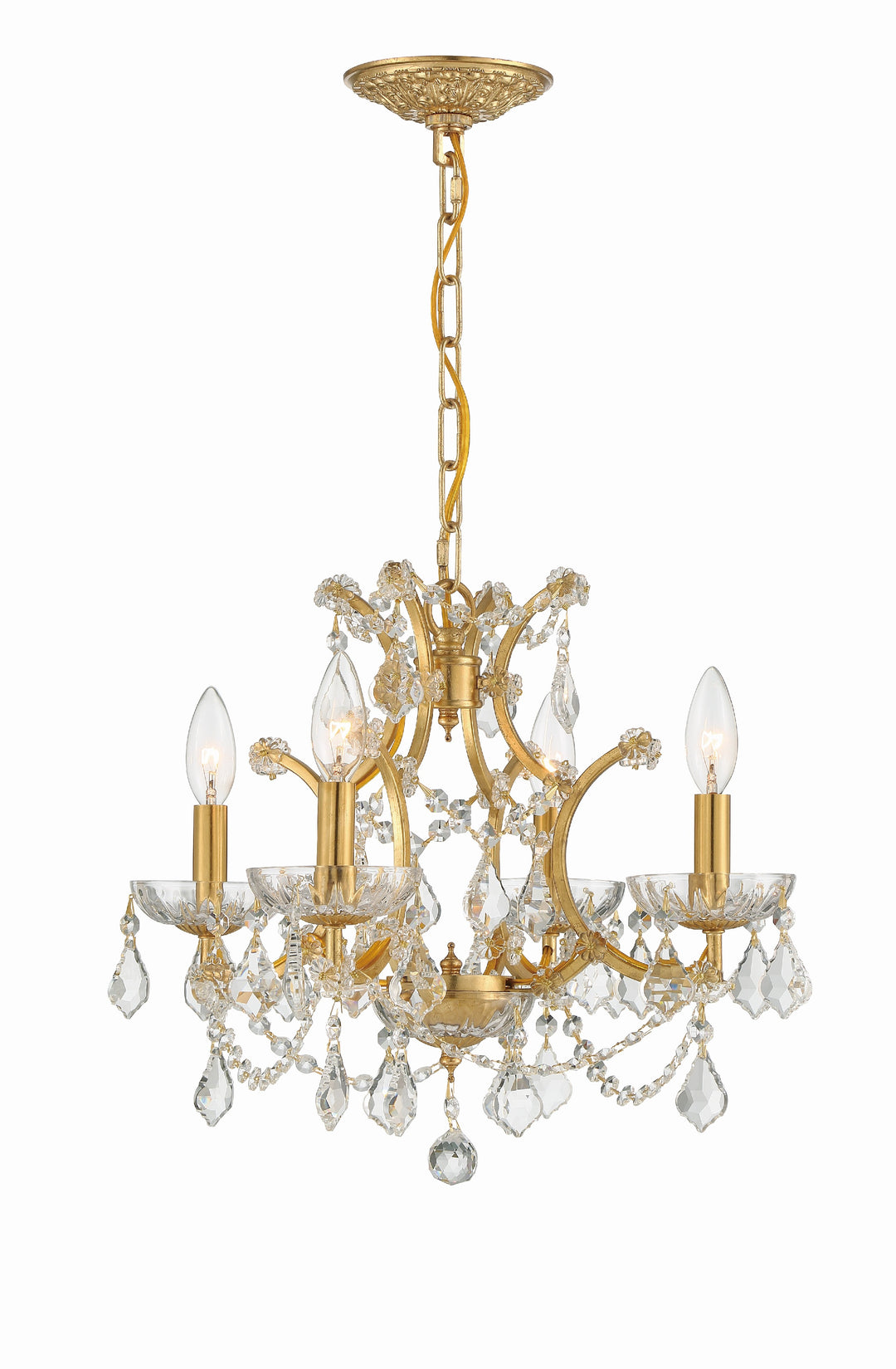 Filmore 4 Light Spectra Crystal Antique Gold Mini Chandelier
