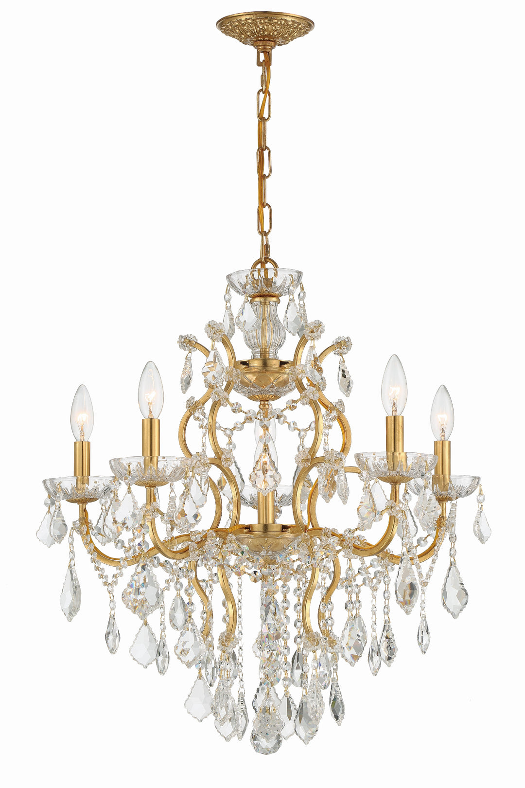 Filmore 6 Light Spectra Crystal Antique Gold Chandelier