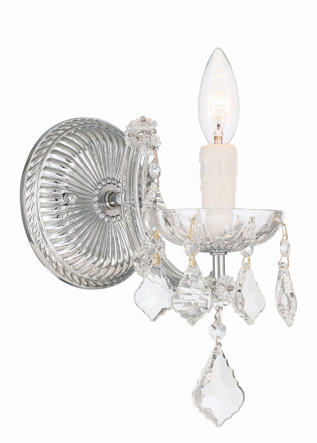 Maria Theresa 1 Light Hand Cut Crystal Polished Chrome Sconce