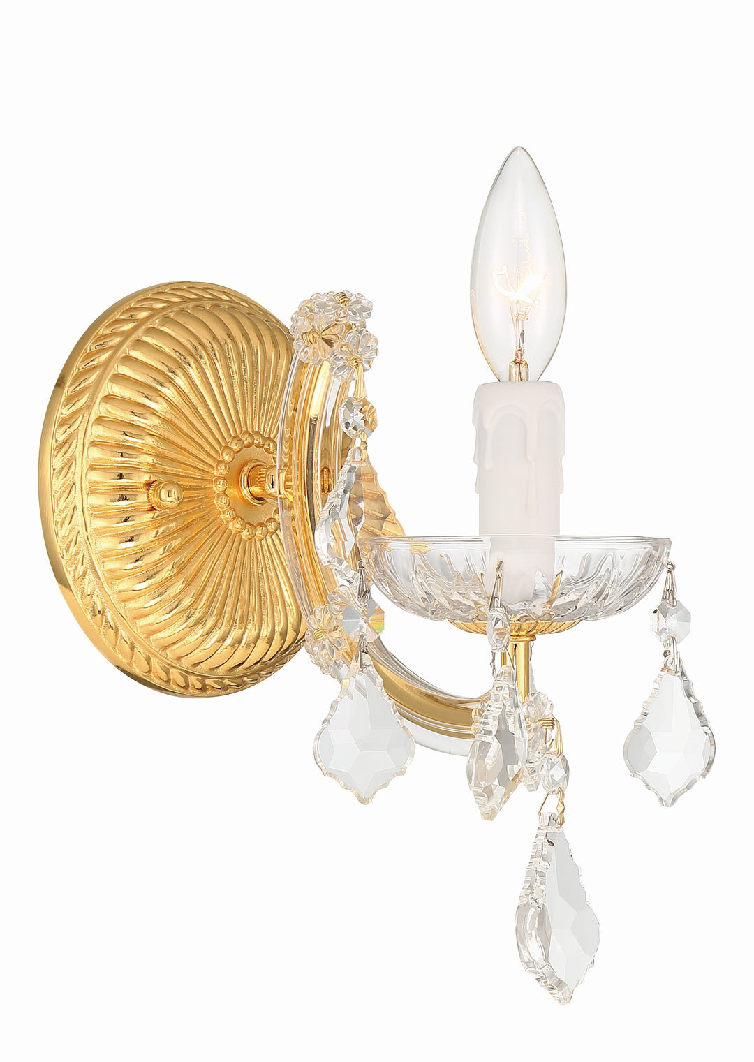 Maria Theresa 1 Light Hand Cut Crystal Gold Sconce