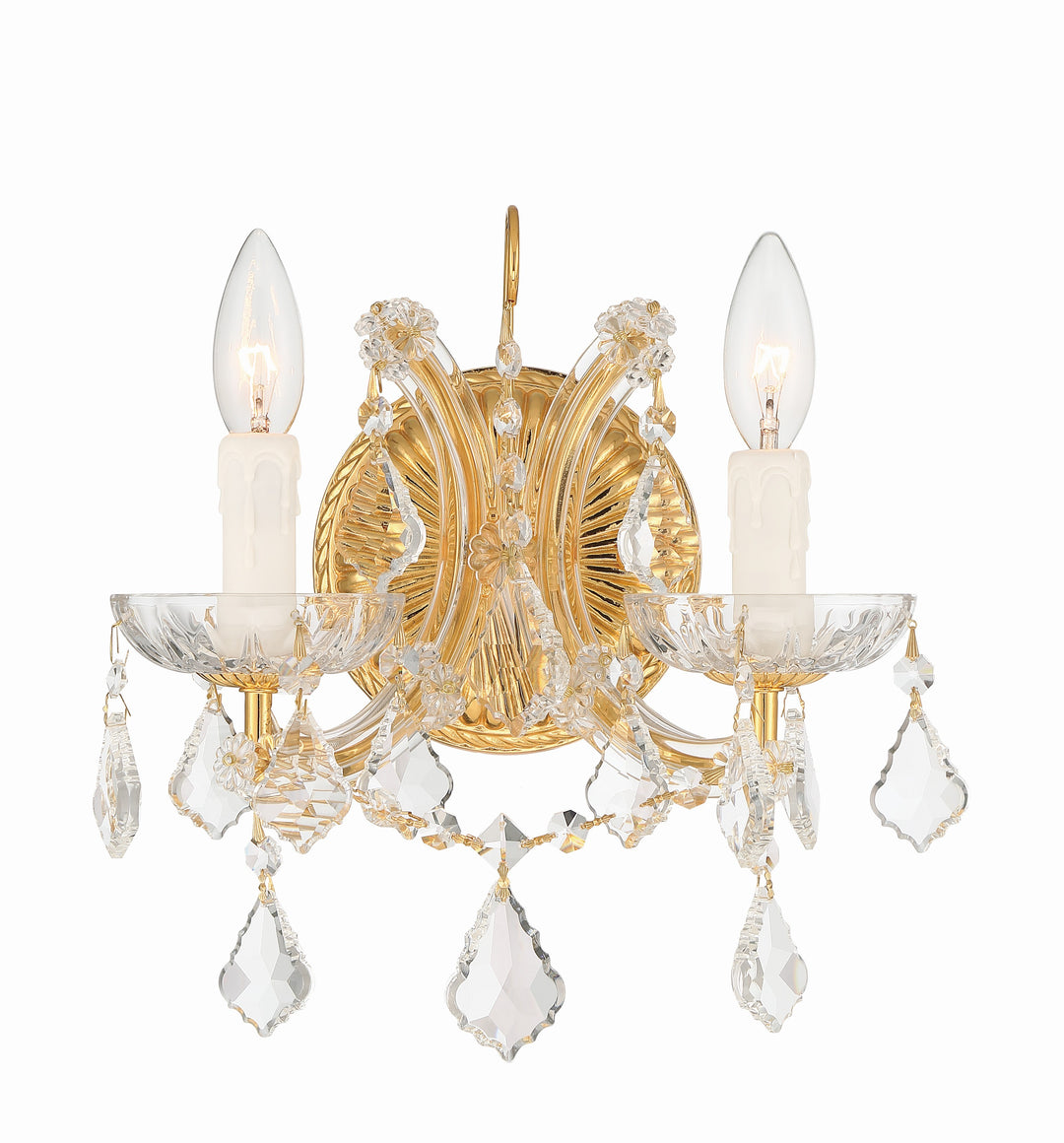 Maria Theresa 2 Light Clear Italian Crystal Gold Sconce