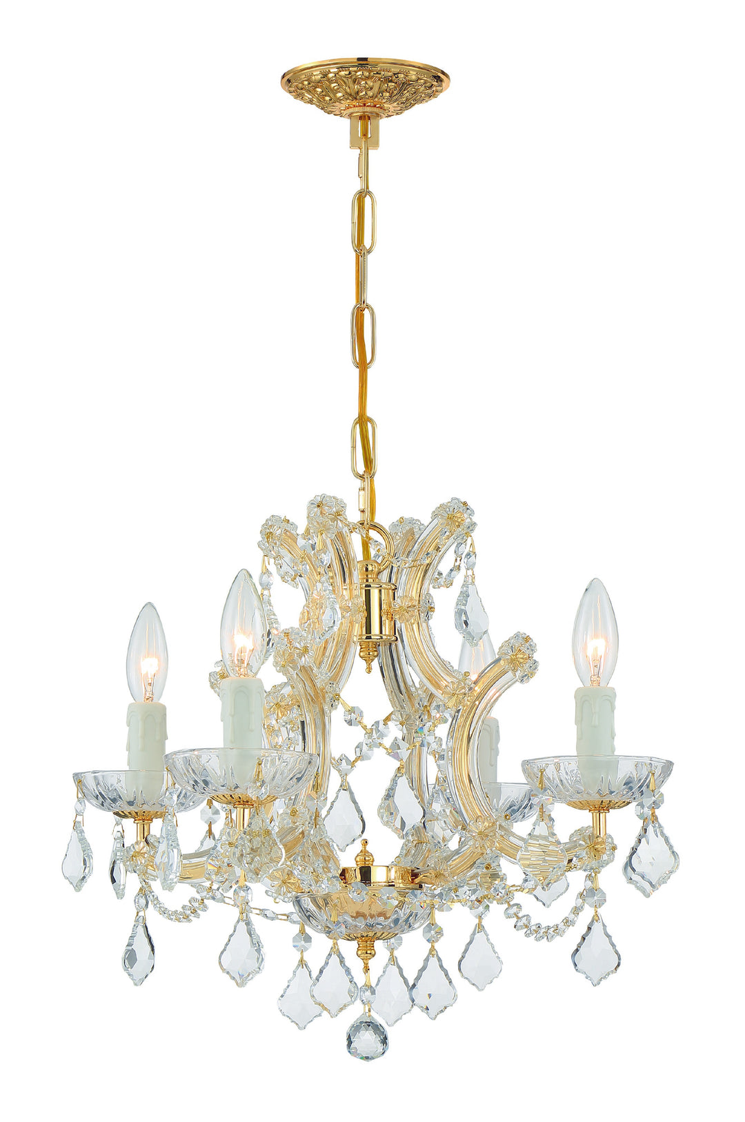 Maria Theresa 4 Light Hand Cut Crystal Gold Mini Chandelier