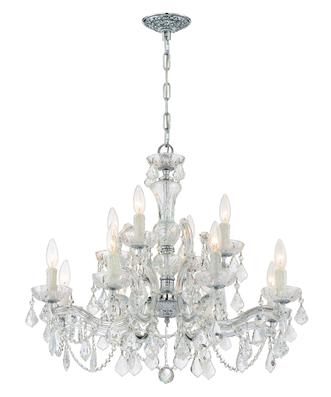 Maria Theresa 12 Light Hand Cut Crystal Polished Chrome Chandelier
