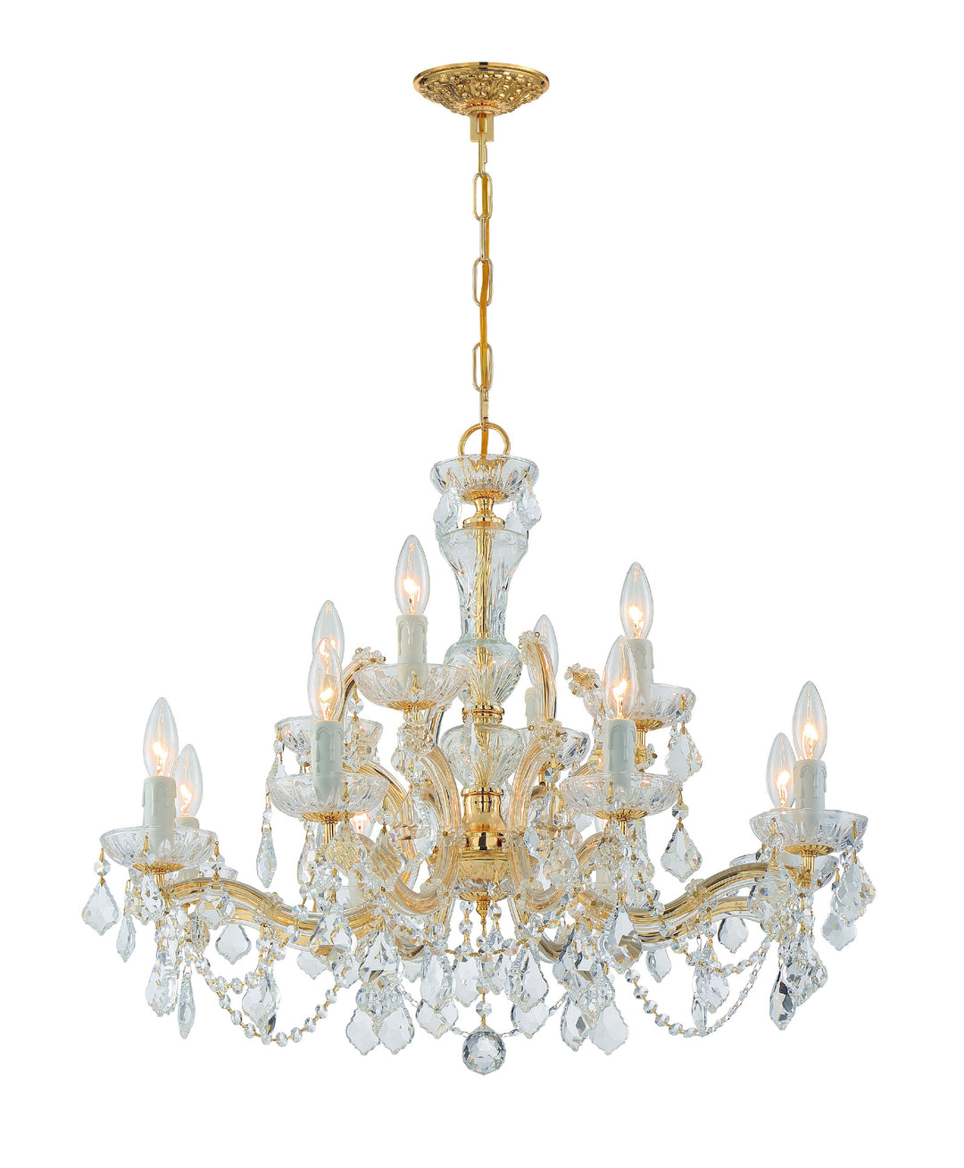Maria Theresa 12 Light Hand Cut Crystal Gold Chandelier