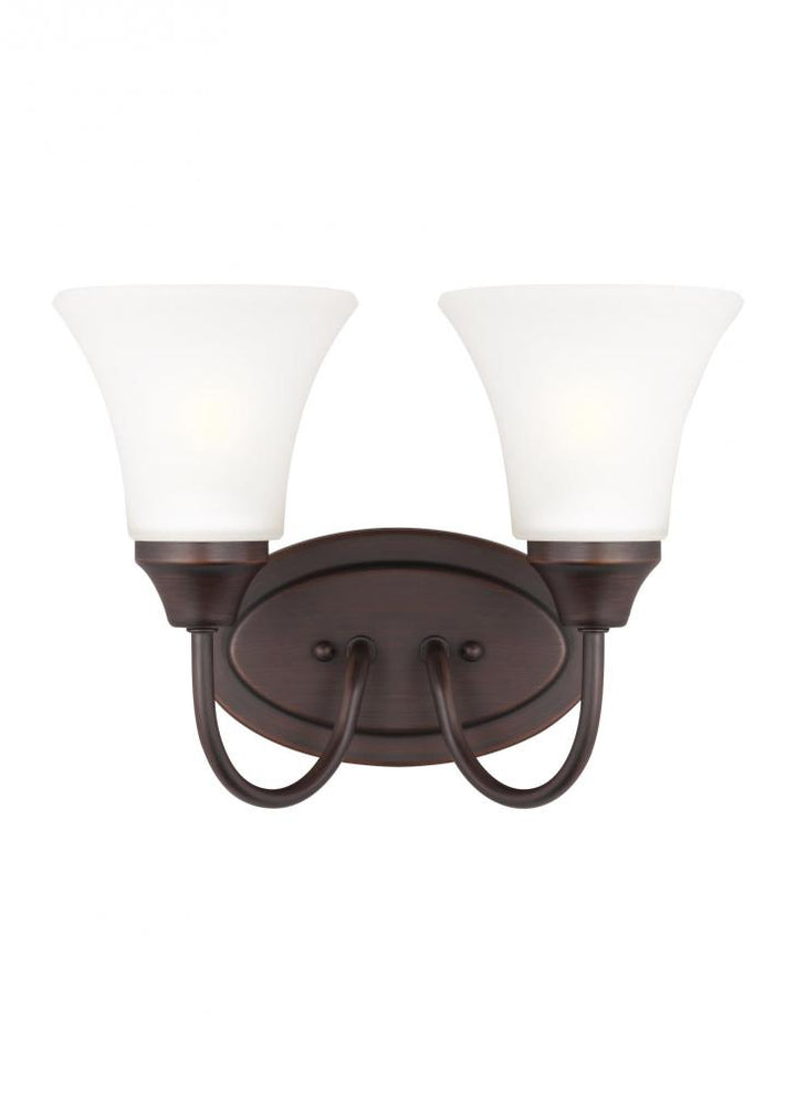 Holman traditional 2-light indoor dimmable bath vanity wall sconce in bronze finish with satin etche