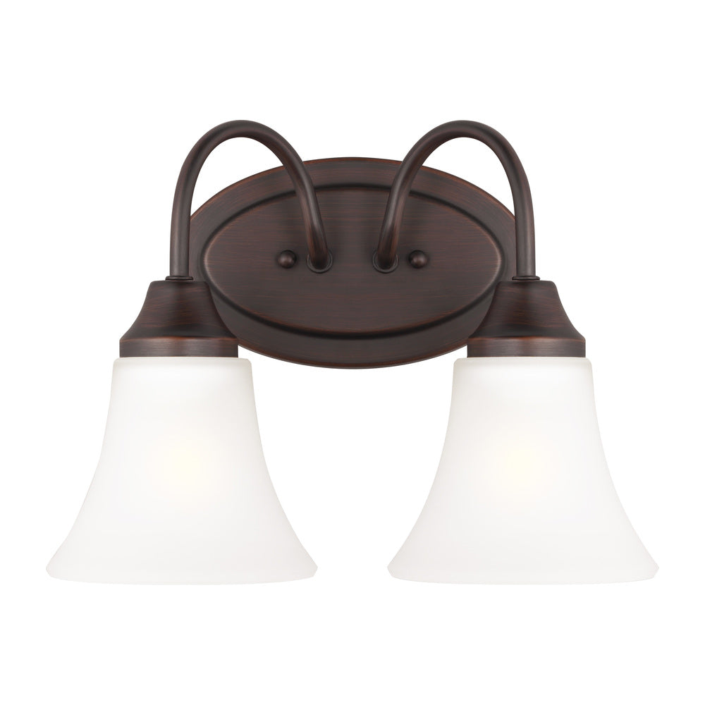 Holman traditional 2-light LED indoor dimmable bath vanity wall sconce in bronze finish with satin e