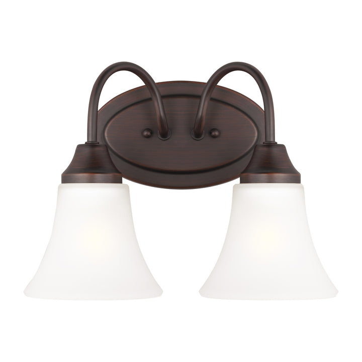 Holman traditional 2-light LED indoor dimmable bath vanity wall sconce in bronze finish with satin e