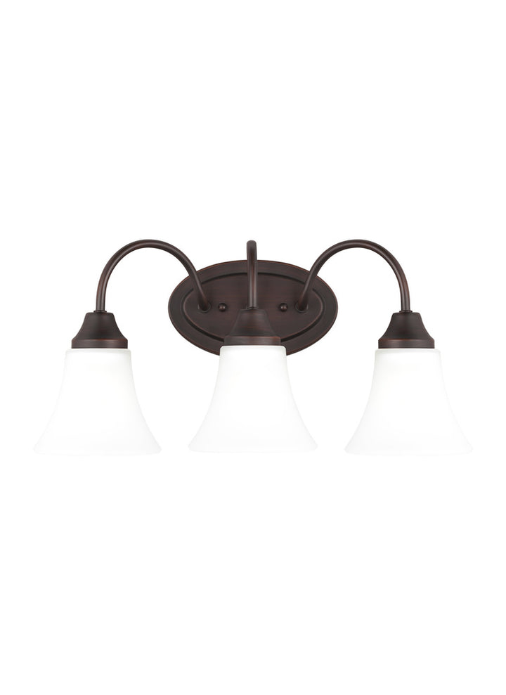 Holman traditional 3-light indoor dimmable bath vanity wall sconce in bronze finish with satin etche