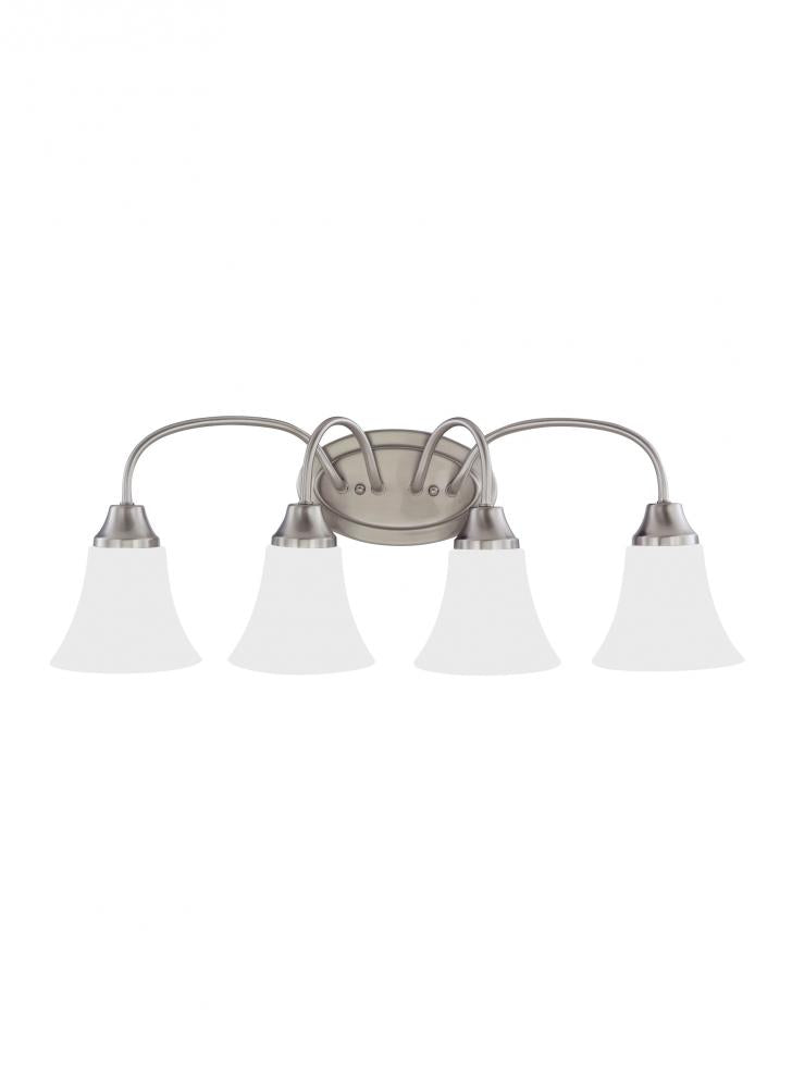 Holman traditional 4-light indoor dimmable bath vanity wall sconce in brushed nickel silver finish w