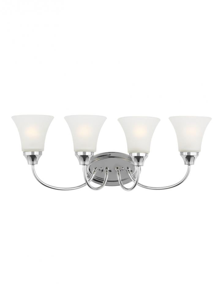 Holman traditional 4-light LED indoor dimmable bath vanity wall sconce in chrome silver finish with