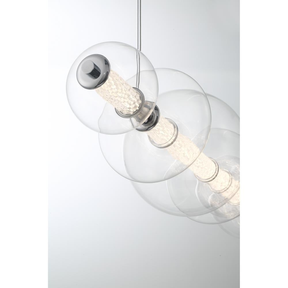 Atomo 1 Light Chandelier in Chrome with Clear Glass