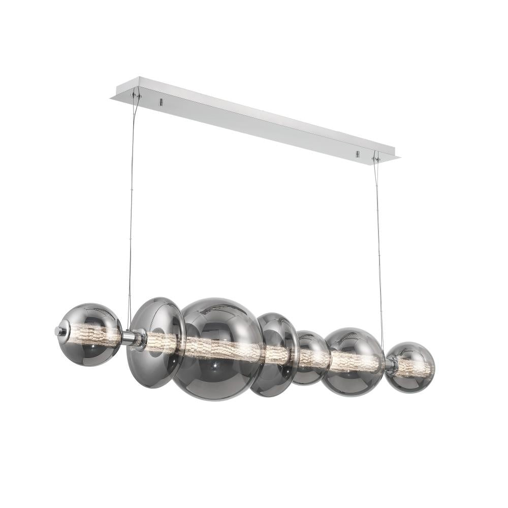 Atomo 1 Light Chandelier in Chrome with Smoked Glass