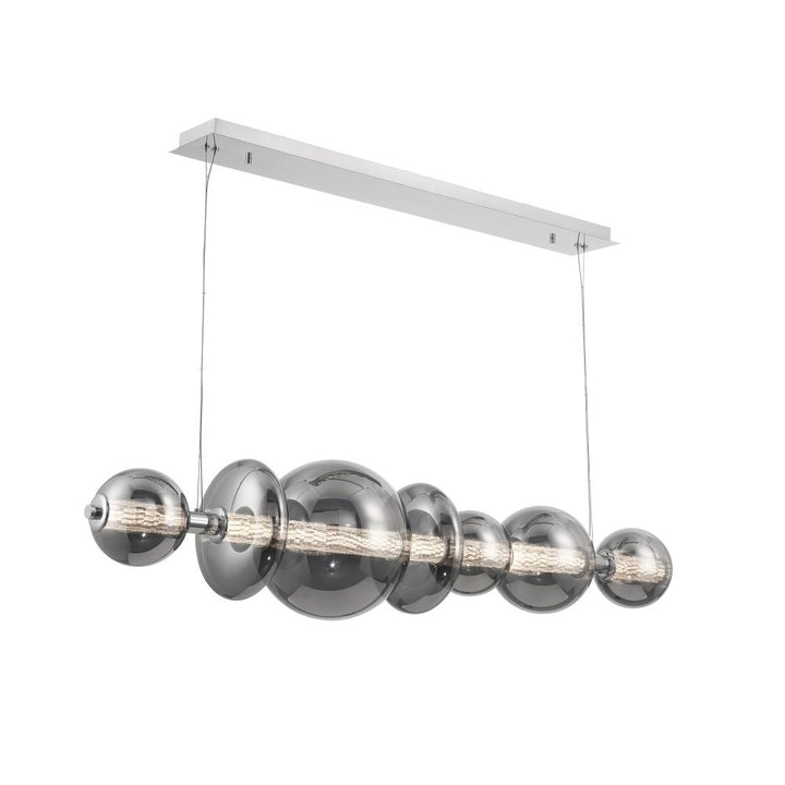 Atomo 1 Light Chandelier in Chrome with Smoked Glass