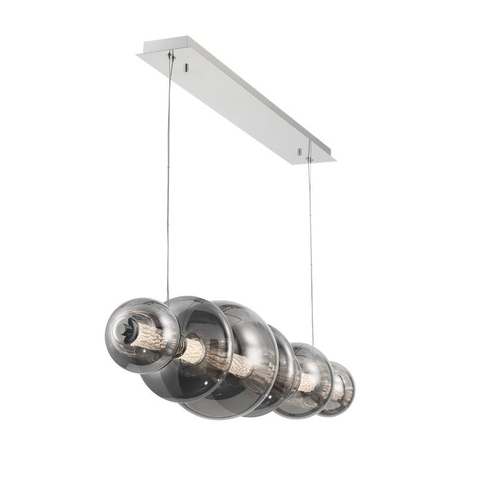 Atomo 1 Light Chandelier in Chrome with Smoked Glass