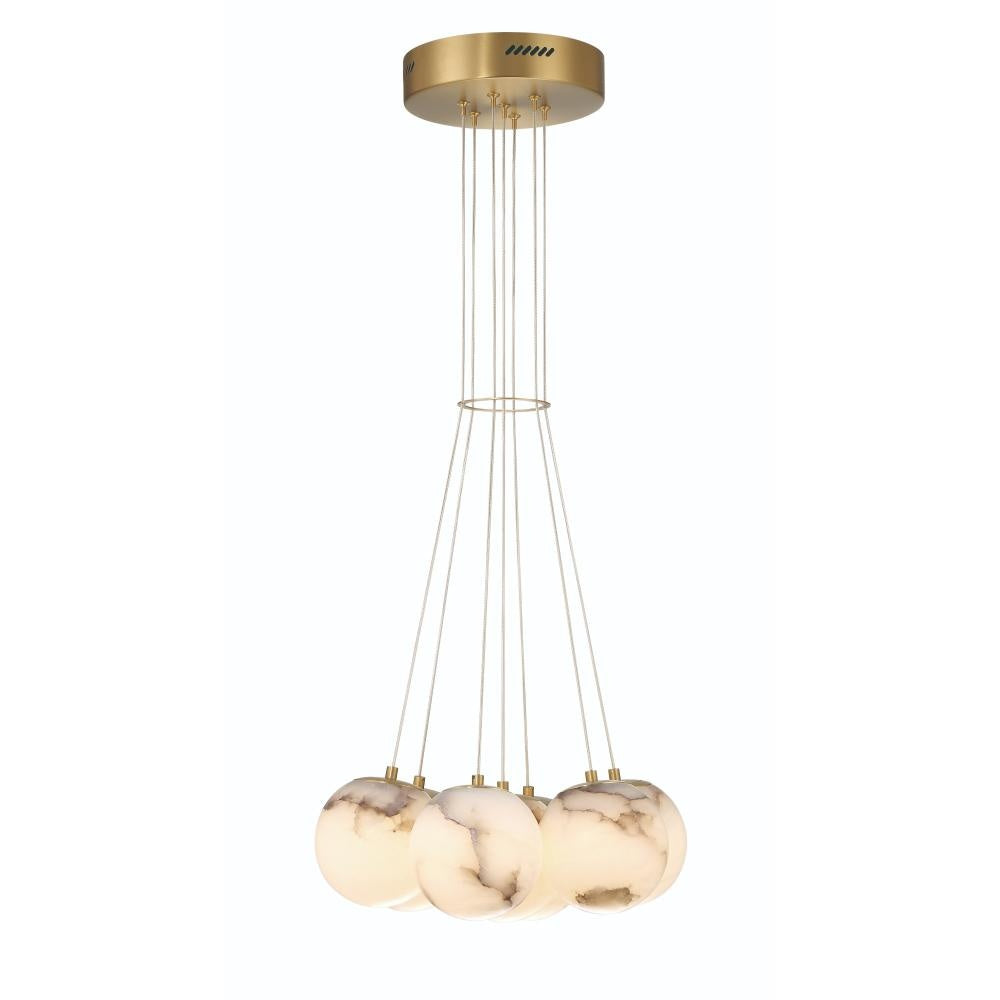 Kepler 7 Light LED Pendant in Gold