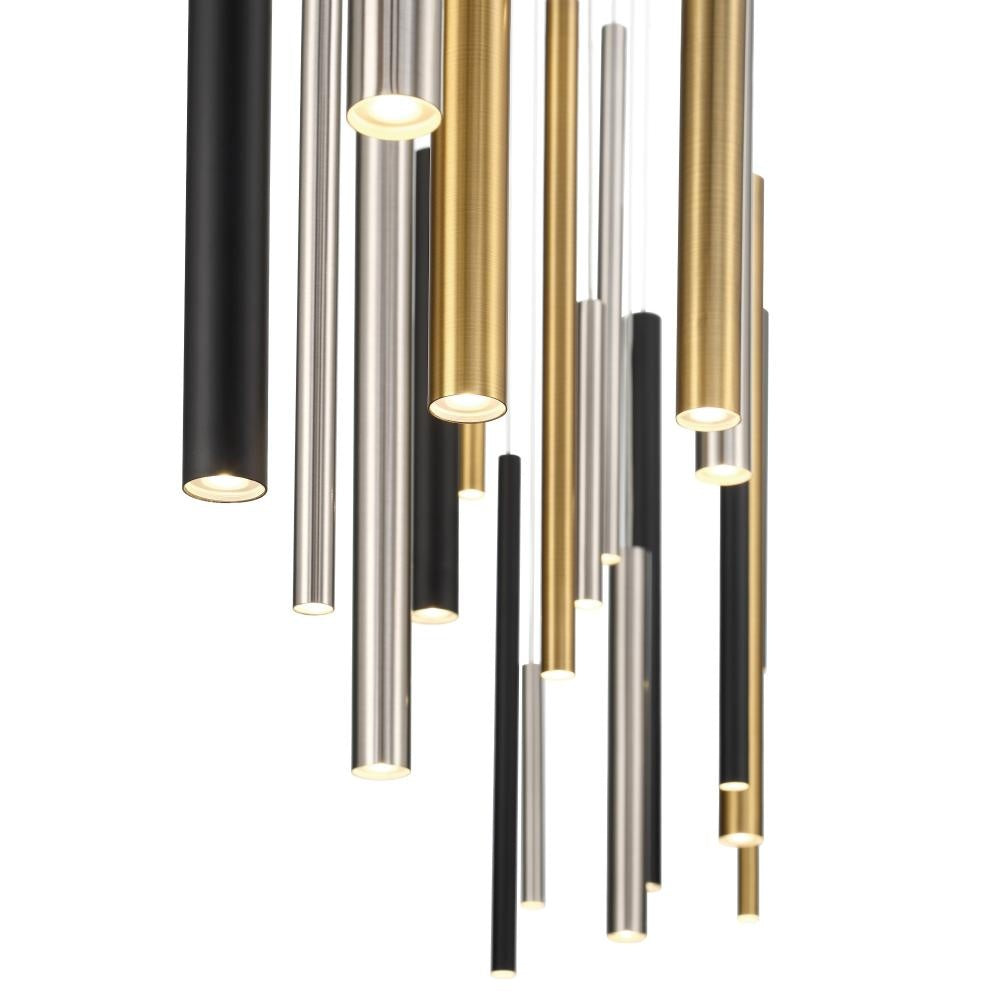 Santana 30 Light LED Chandelier in Mixed Black, Gold and Nickel