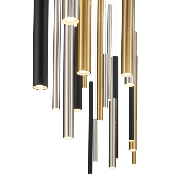 Santana 30 Light LED Chandelier in Mixed Black, Gold and Nickel