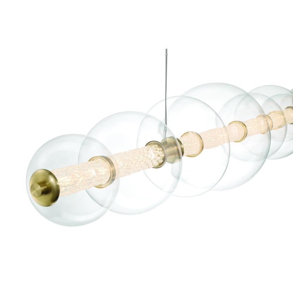Atomo 74" LED Chandelier In Gold With Clear Glass