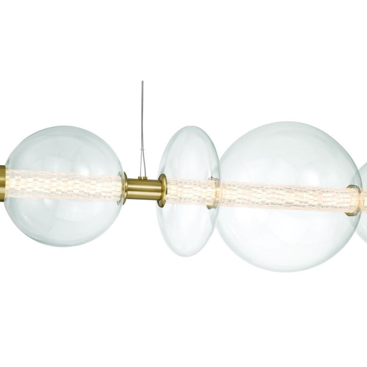 Atomo 74" LED Chandelier In Gold With Clear Glass