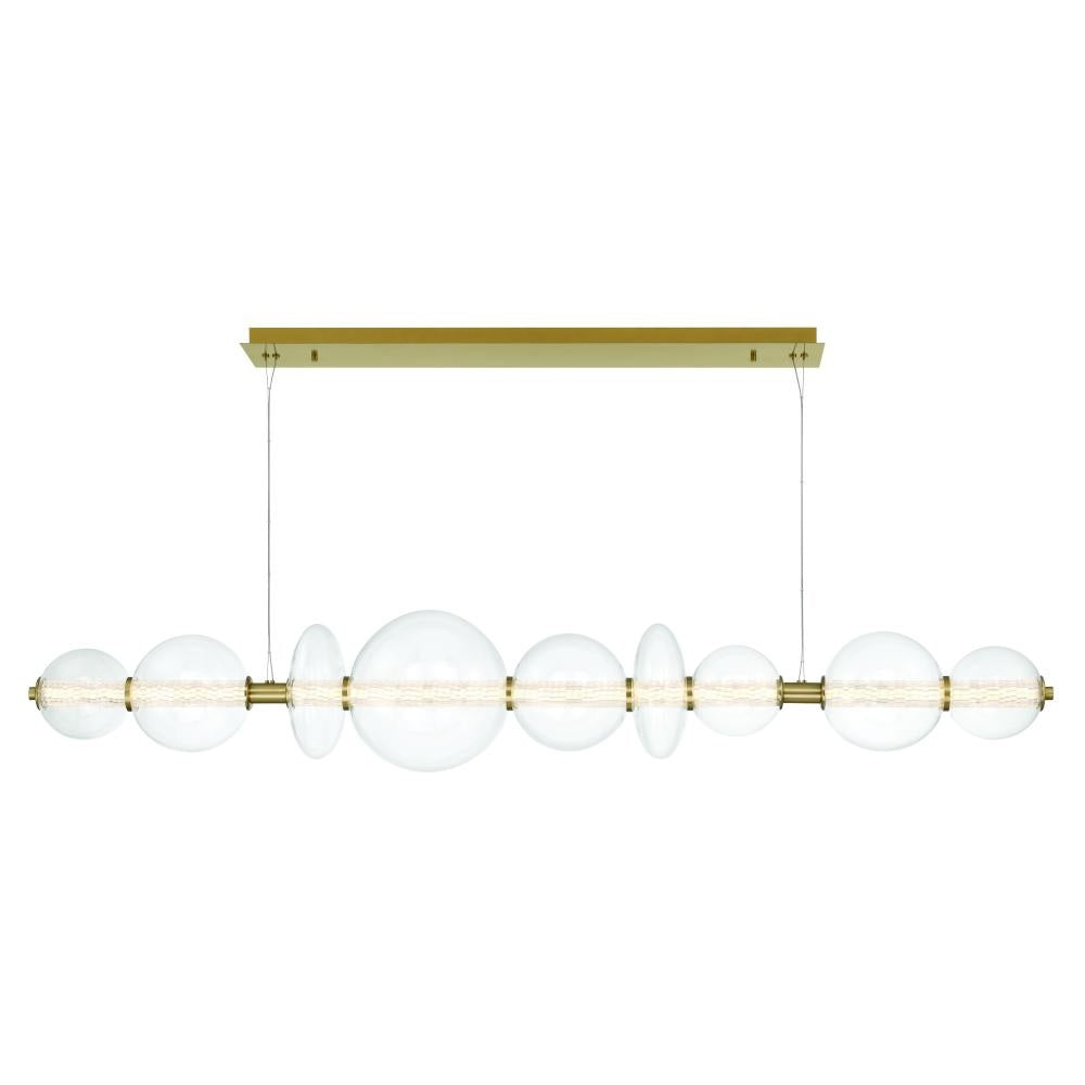 Atomo 74" LED Chandelier In Gold With Clear Glass