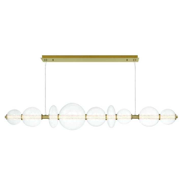 Atomo 74" LED Chandelier In Gold With Clear Glass