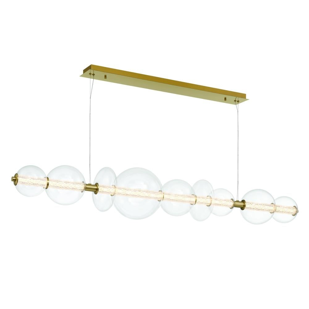 Atomo 74" LED Chandelier In Gold With Clear Glass