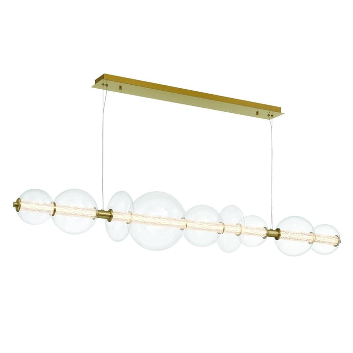 Atomo 74" LED Chandelier In Gold With Clear Glass