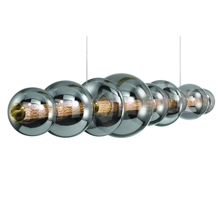 Atomo 74" LED Chandelier In Gold With Smoked Glass