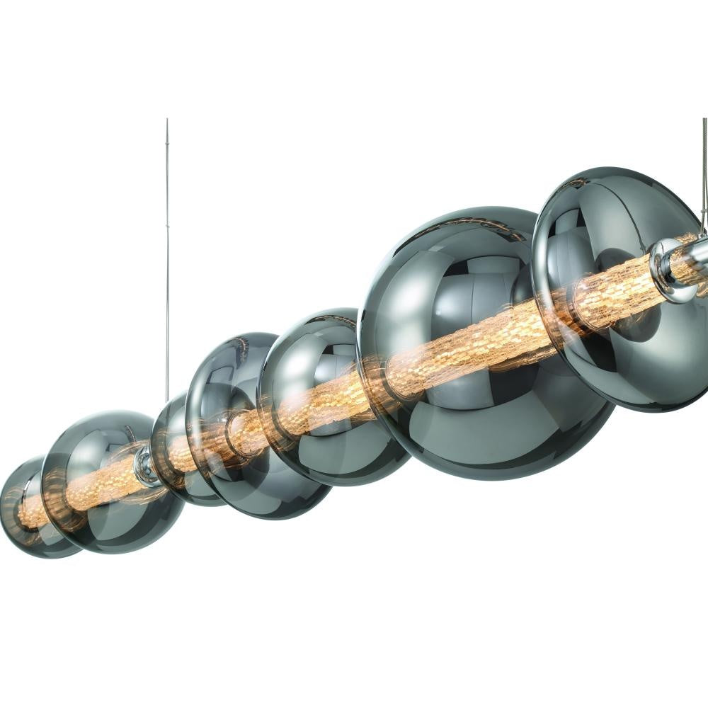 Atomo 74" LED Chandelier In Chrome With Smoked Glass