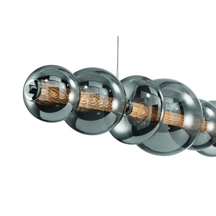 Atomo 74" LED Chandelier In Chrome With Smoked Glass