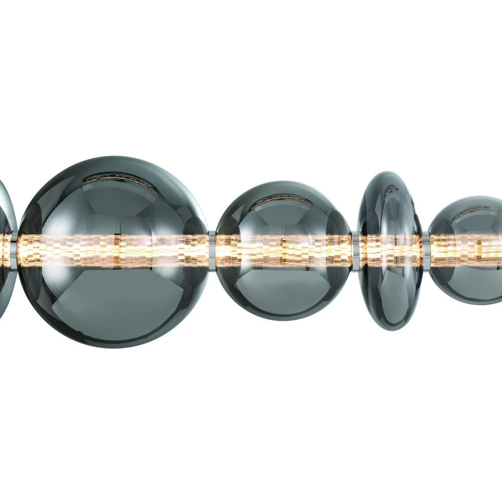 Atomo 74" LED Chandelier In Chrome With Smoked Glass