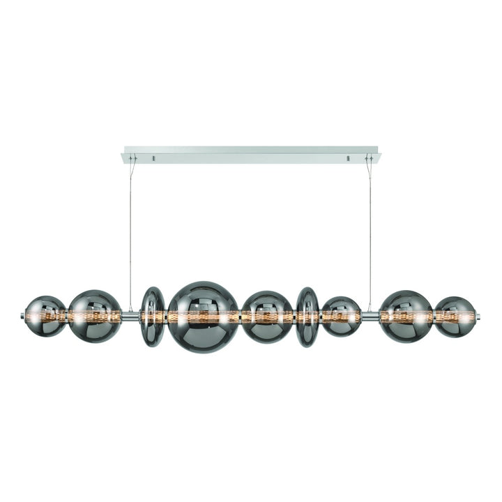 Atomo 74" LED Chandelier In Chrome With Smoked Glass