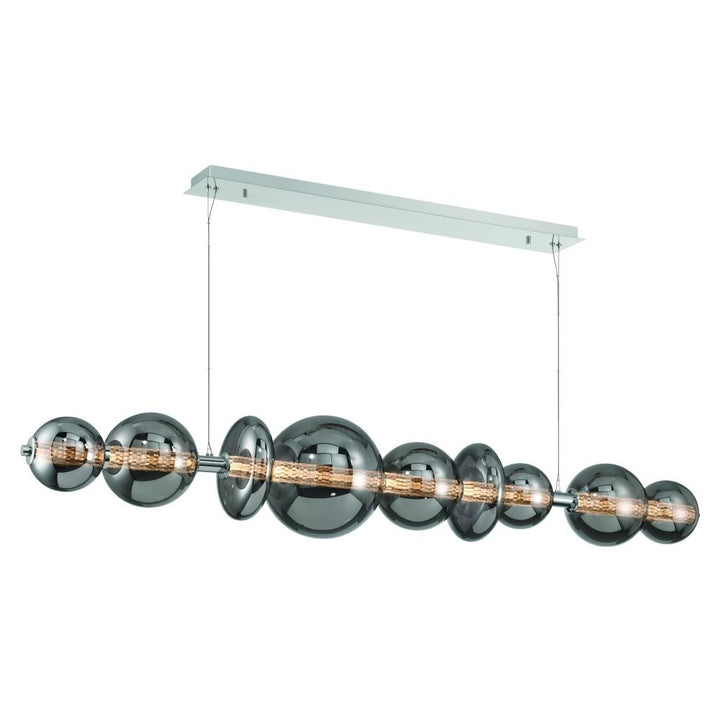 Atomo 74" LED Chandelier In Chrome With Smoked Glass
