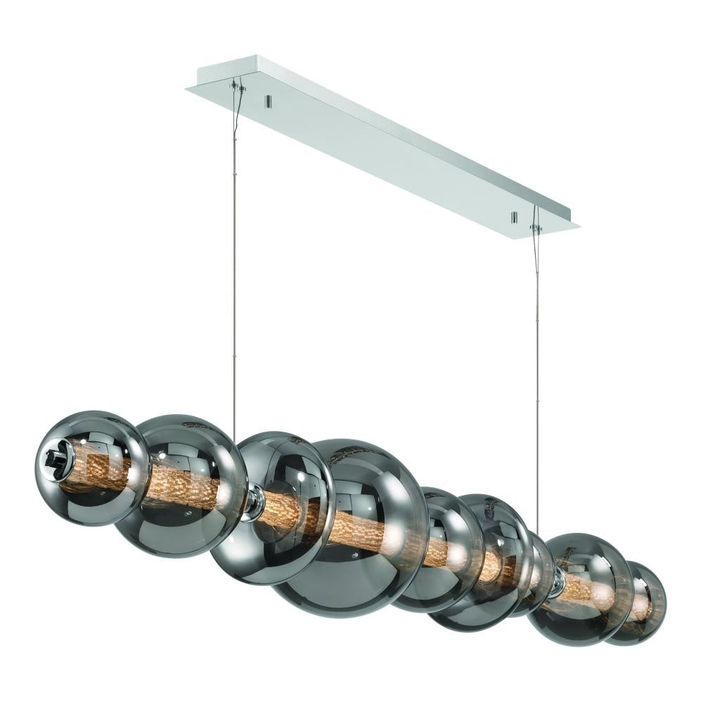 Atomo 74" LED Chandelier In Chrome With Smoked Glass