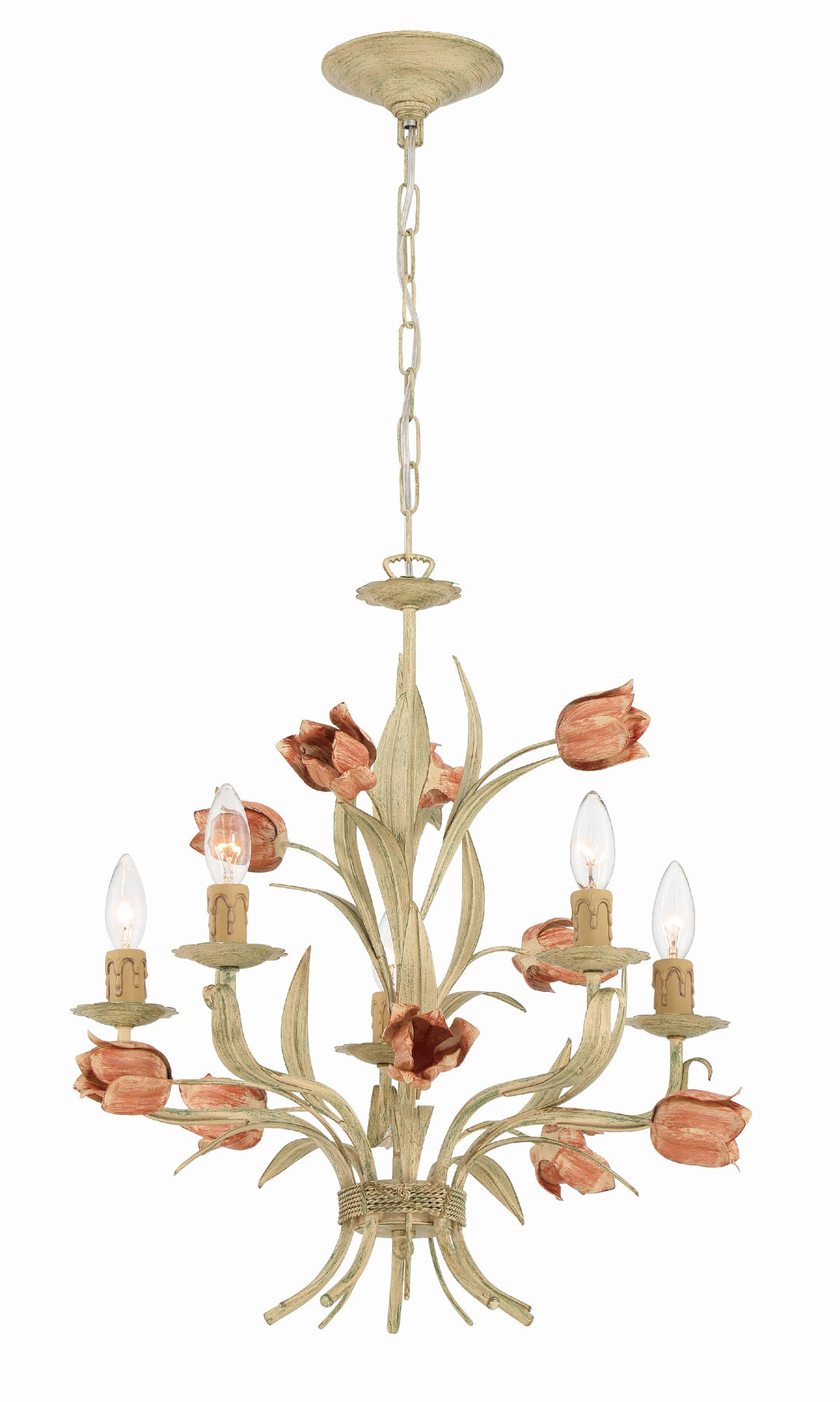 Southport 5 Light Sage Rose Chandelier