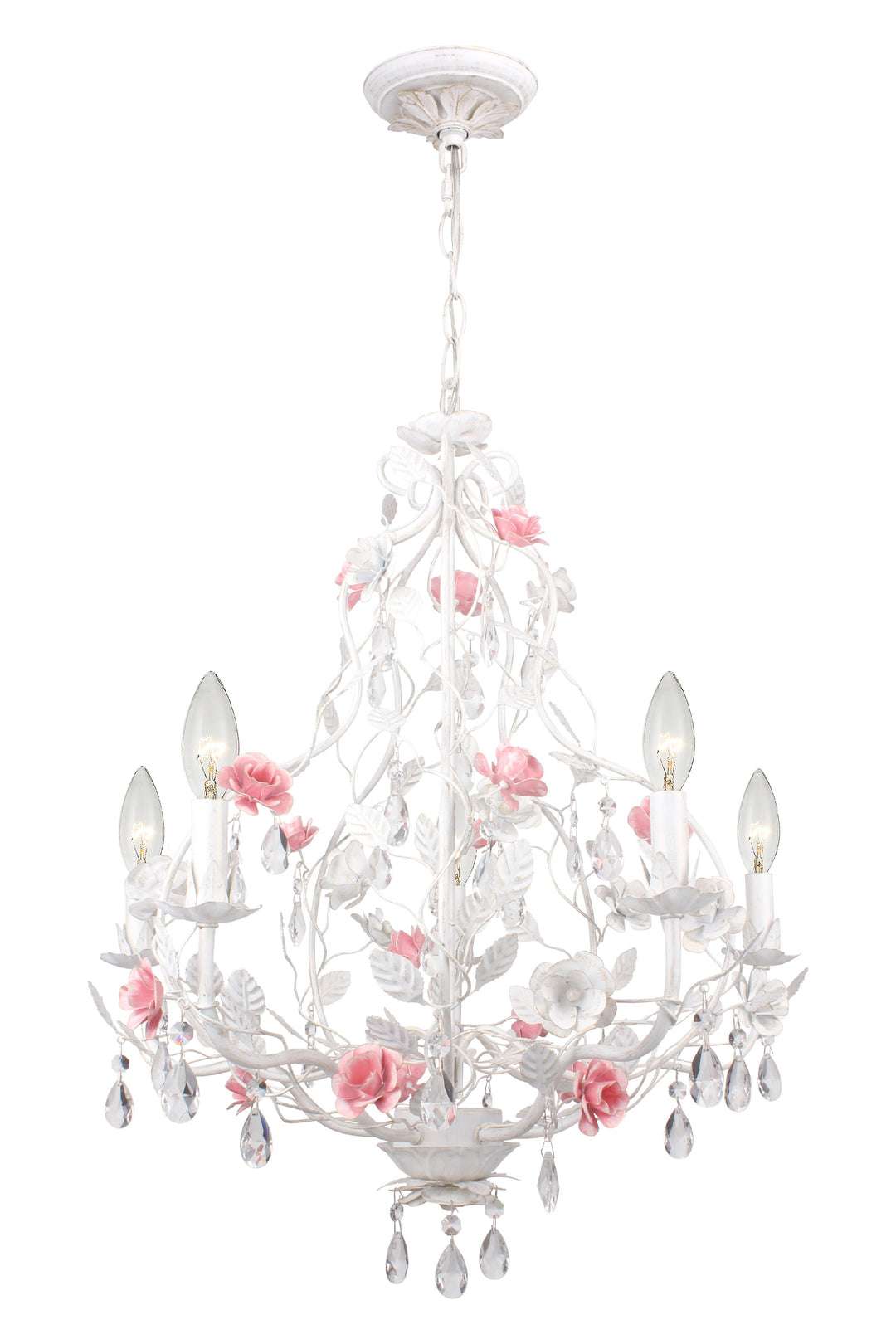 Lola 5 Light Wet White Chandelier