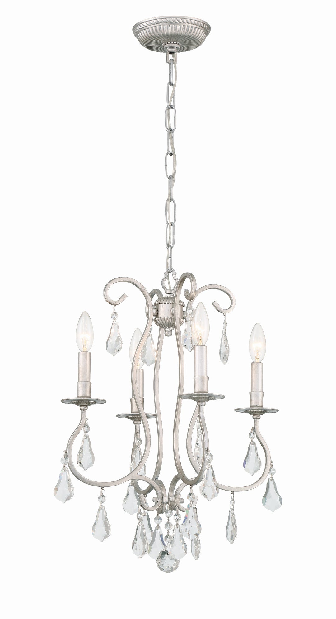 Ashton 4 Light Swarovski Strass Crystal Olde Silver Mini Chandelier