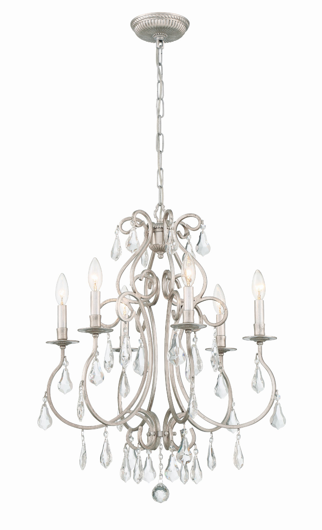 Ashton 6 Light Hand Cut Crystal Olde Silver Chandelier