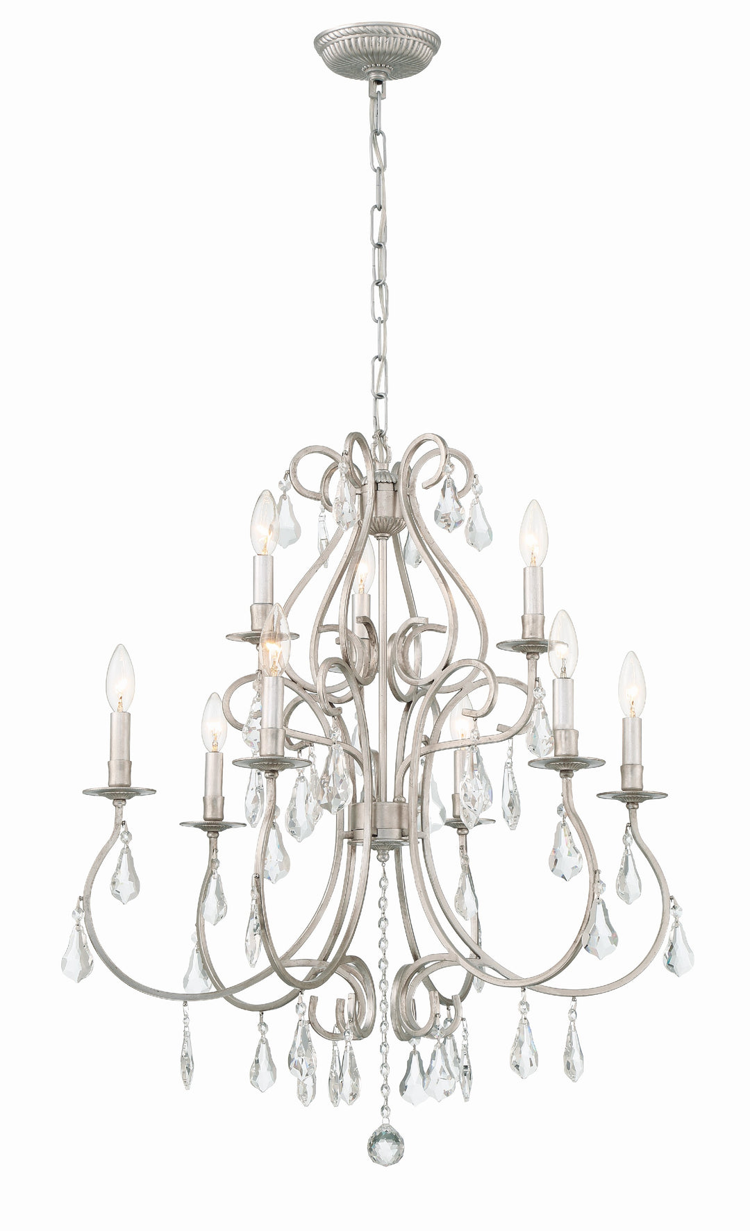 Ashton 9 Light Swarovski Strass Crystal Olde Silver Chandelier