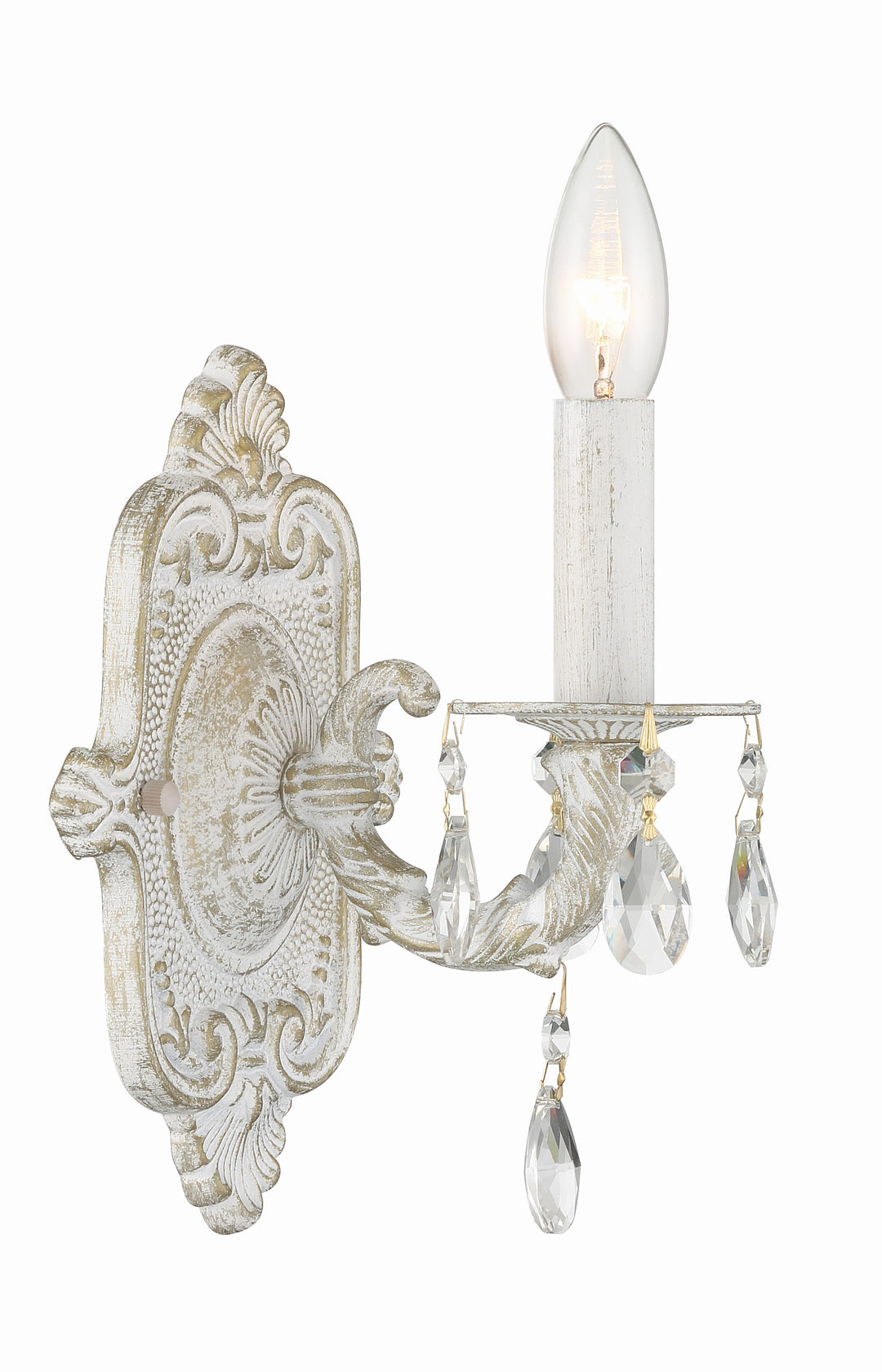 Paris Market 1 Light Clear Crystal Antique White Sconce