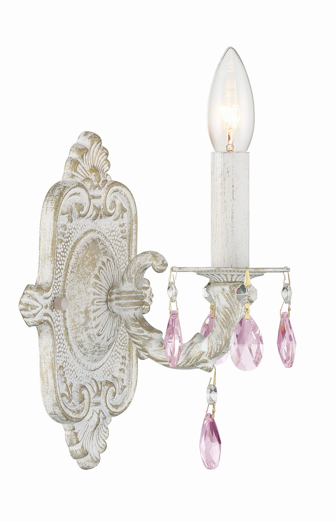 Paris Market 1 Light Rose Crystal Antique White Sconce
