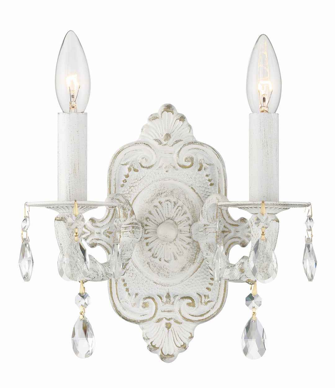 Paris Market 2 Light Swarovski Strass Crystal Antique White Sconce