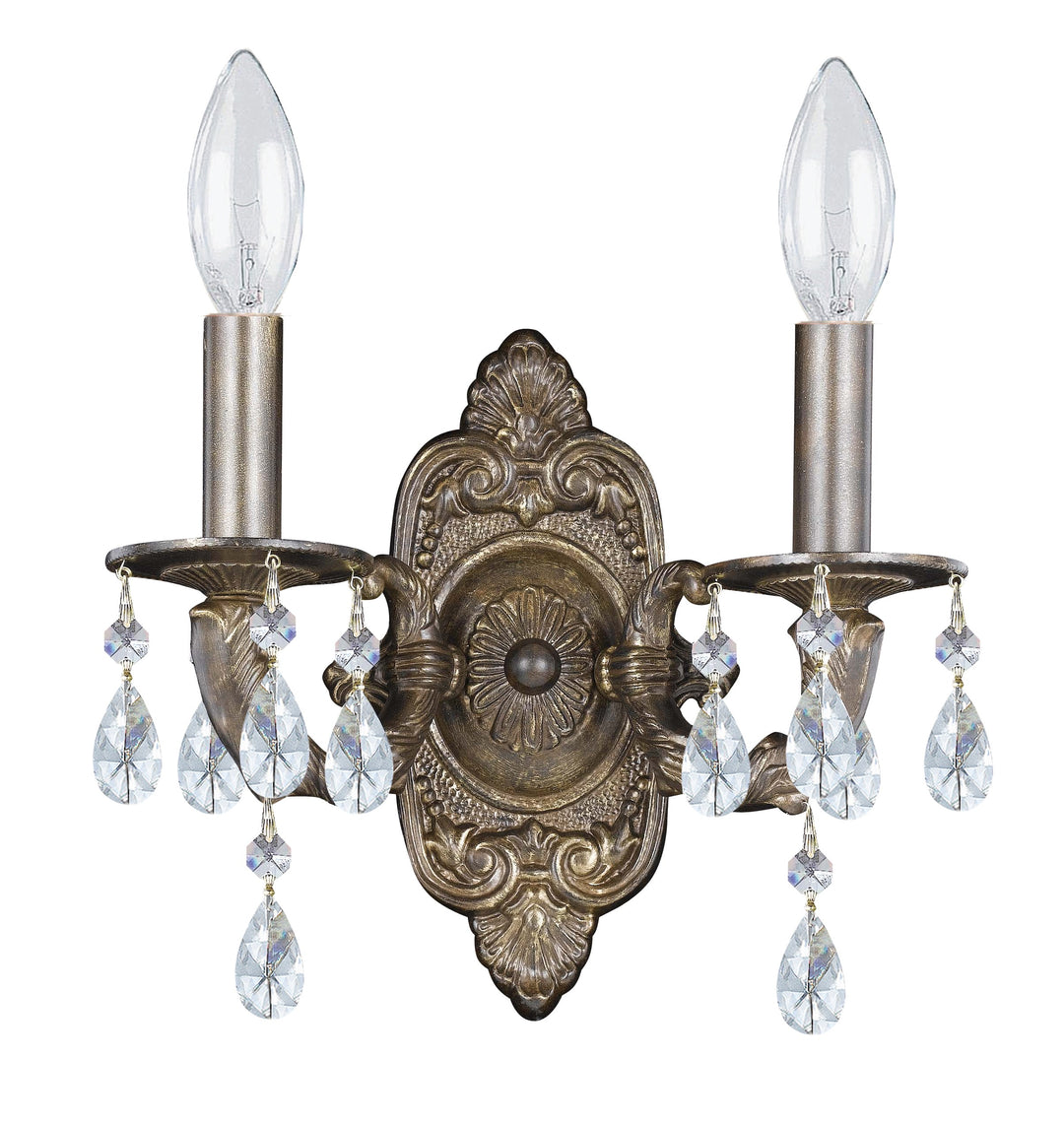 Paris Market 2 Light Clear Crystal Venetian Bronze Sconce