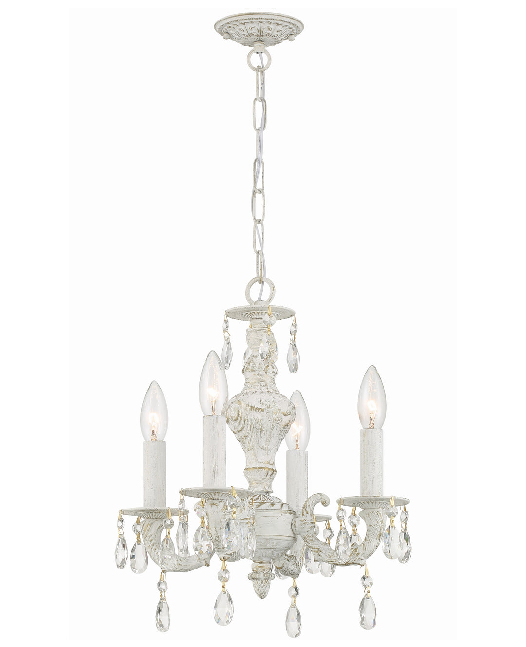 Paris Market 4 Light Clear Crystal Antique White Mini Chandelier