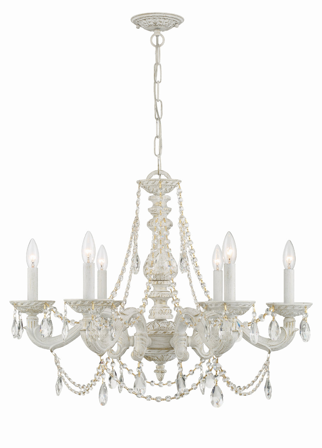 Paris Market 6 Light Spectra Crystal Antique White Chandelier